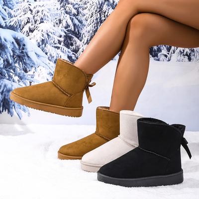 Winter neue Schneestiefel mit dicker Sohle, gefütterte und verdickte thermische Baumwollschuhe, mittelhoher Schaft, Übergröße, Damen-Schneestiefel