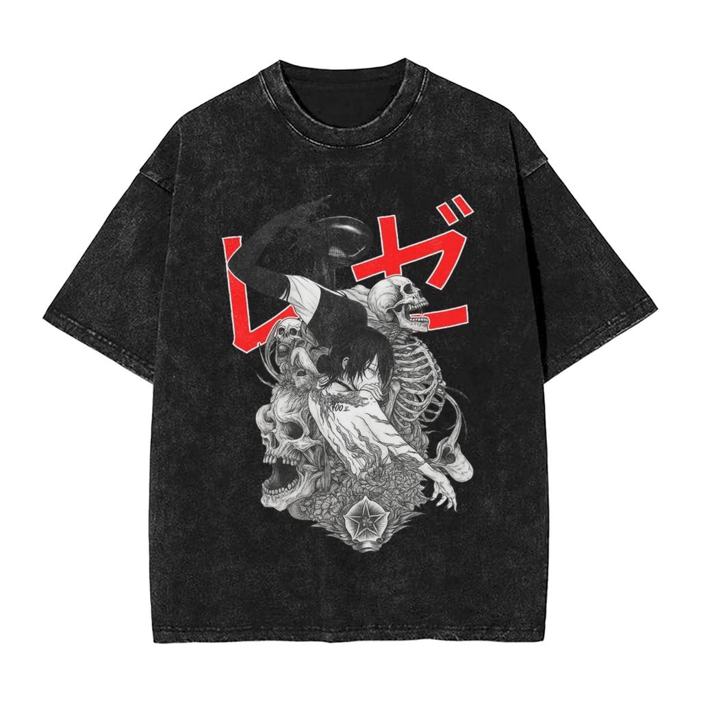 Japanese Reze Chainsaw Man Anime T Shirt Beach Vintage T Shirts Cotton Trending Tshirt for Men Short Sleeve Design Tees