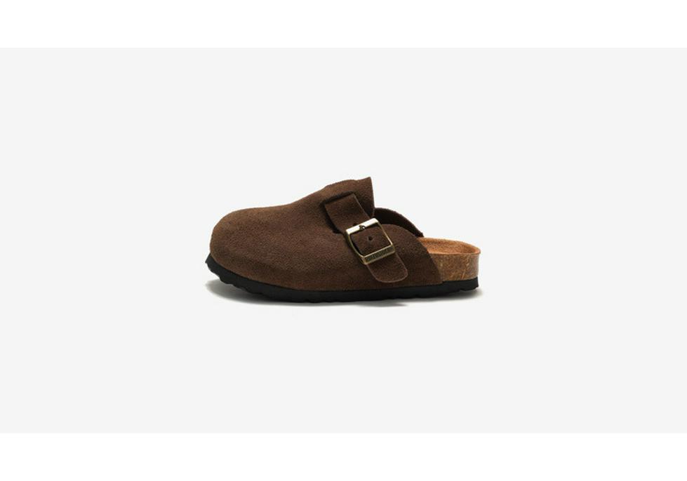 RUIZUSTOCK Kids' Cork Slippers: Soft Autumn/Winter Beach Shoes, Closed-Toe Matte Leather for Boys & Girls