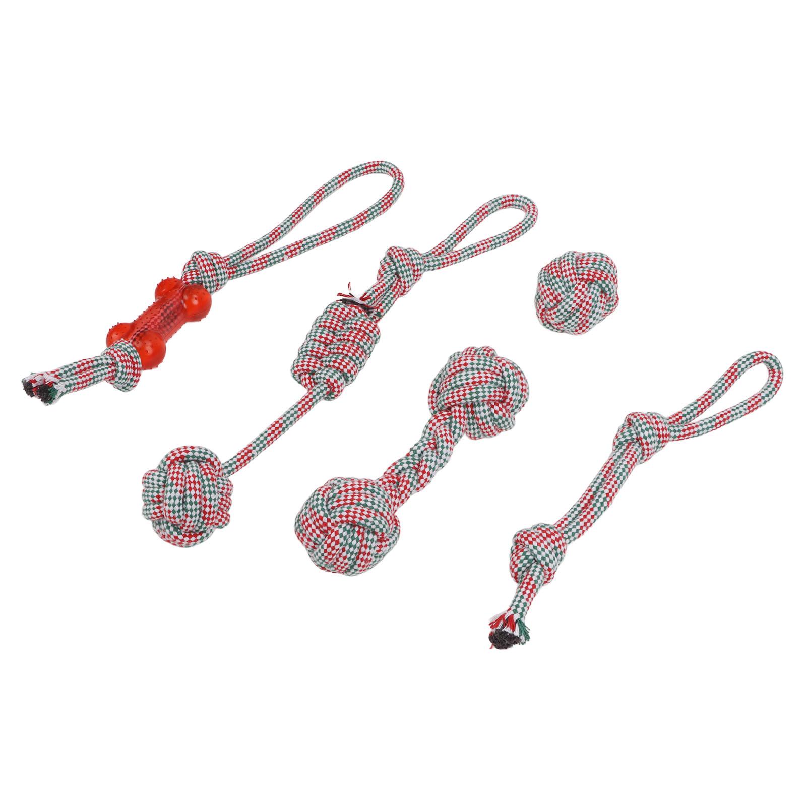 5pcs Pet Cotton Rope Toy Interactive Colorful Washable Dog Chewing Toy for Teeth Cleaning