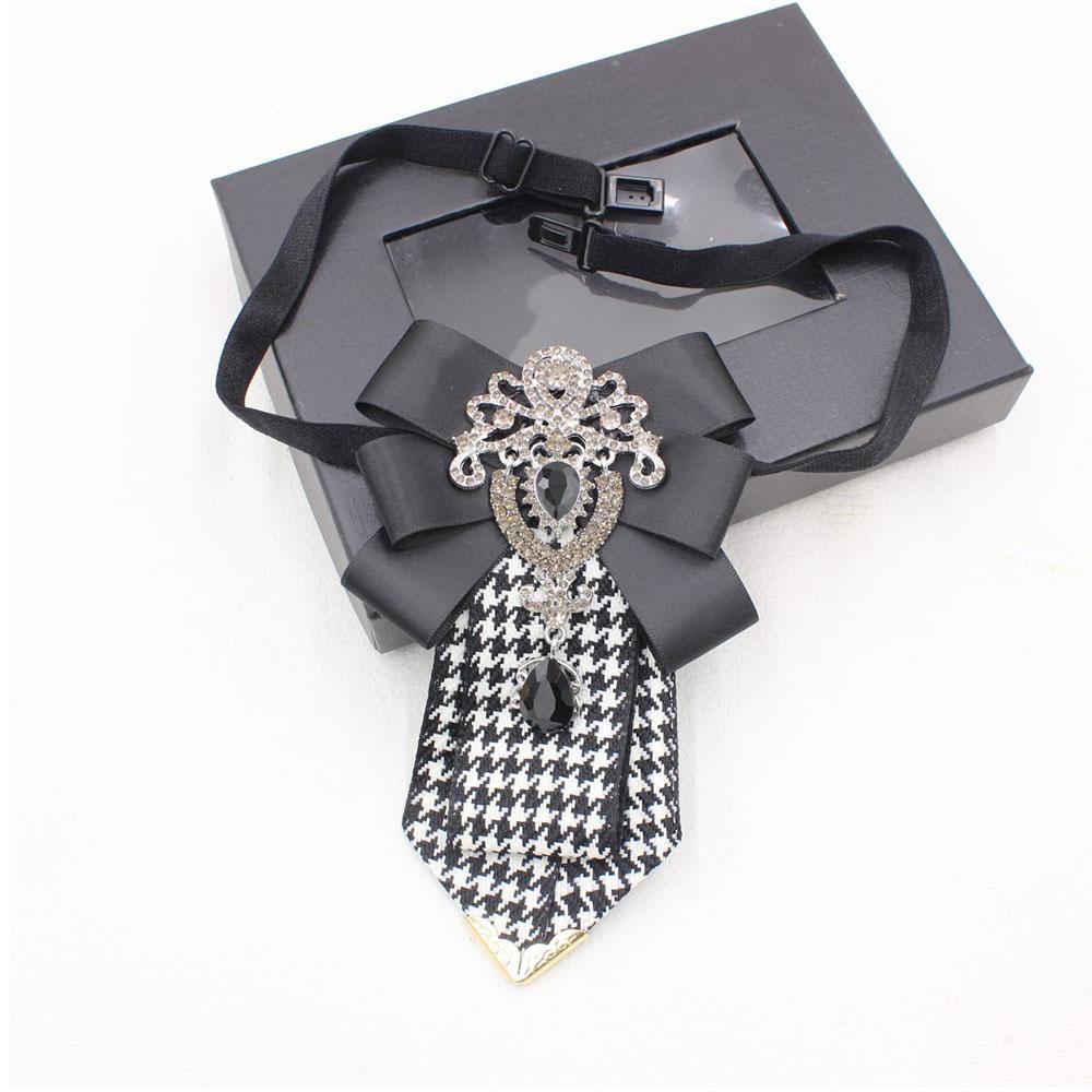 Retro Handmade Plaid Black Diamond Crystal Necktie Men's Suit Shirt Tie Luxury Wedding Jewelry Accessories School Uniform Tie