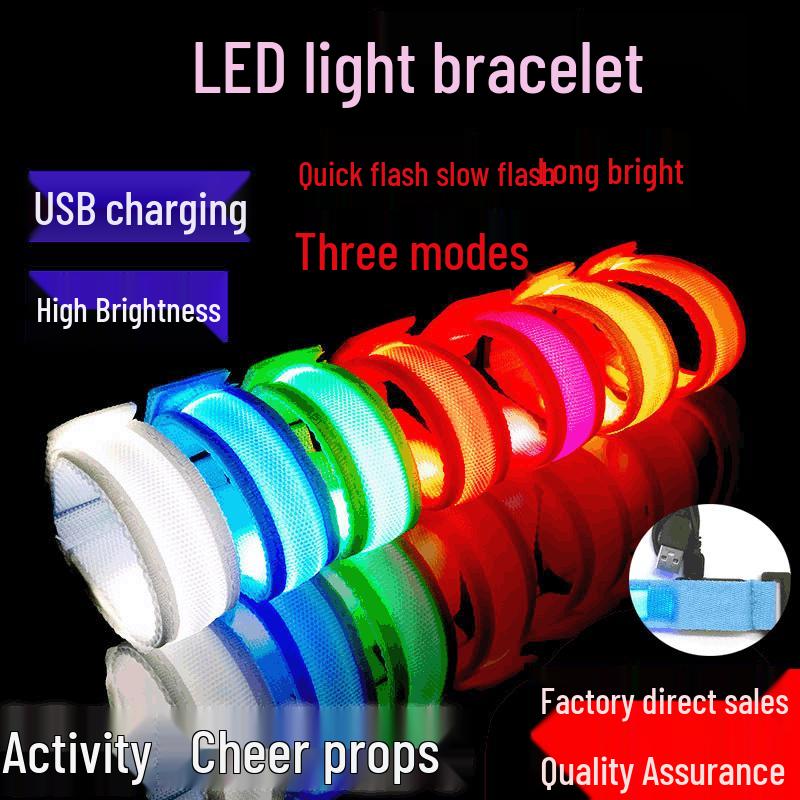 LED Luminous Bracelet: Flashing Wristband for Outdoor Night Running & Cycling with Company Logo Support