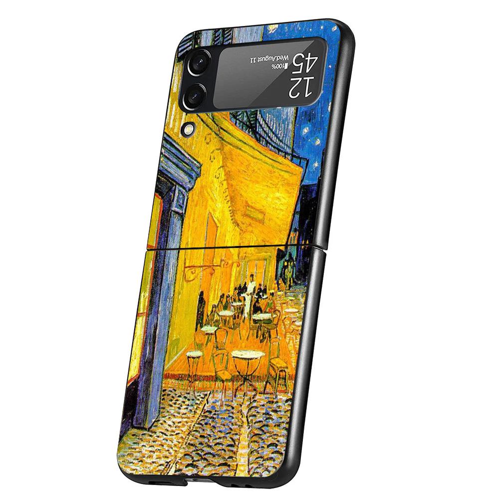 Van Gogh Oil Art Painting Cover Phone Case For Samsung Galaxy Z Flip 7 6 5 4 3 5G Flip7 Flip6 Flip5 Flip4 Flip3 Black Fundas She