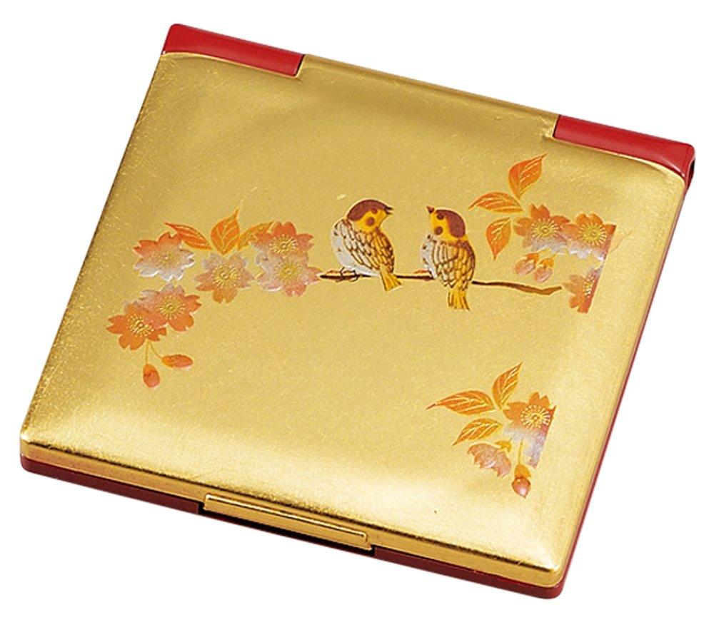 

Square Compact Mirror Gold Leaf Flower and Bird Design M14534-2 золотой