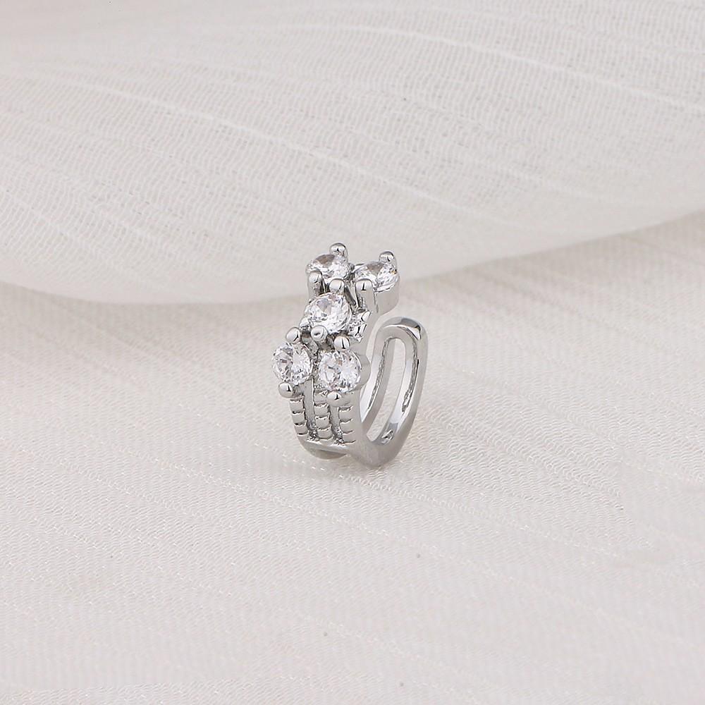 Clipsuri de urechi elegante cu zirconiu în formă de val: Stil european și american, nu este nevoie de piercing