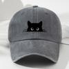 Cute Cat Print Vintage Washed Baseball Cap for Men and Women, Versatile Casual Curved Brim Hat