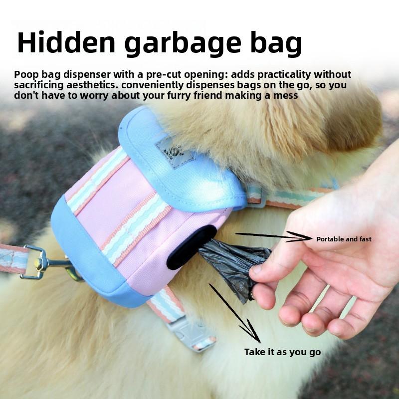 New Dog Chest and Back Straps, Small and Medium-sized Pet Leashes, Portable Pet Backpacks, Teddy Small Backpacks