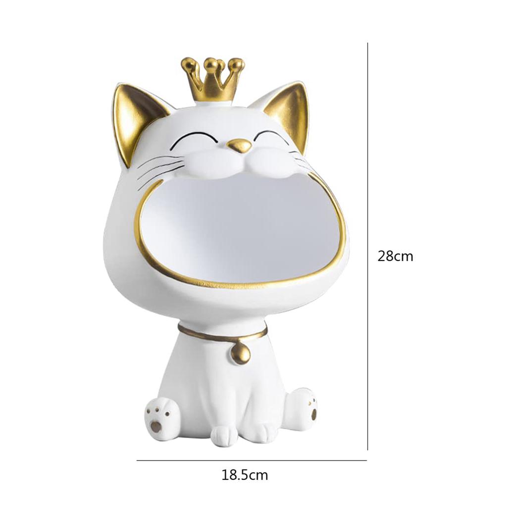 Lucky Cat Table Statue Decoration Resin Laughing Cat Key Box Creative Small Items Container Cute Desktop Storage Accessories