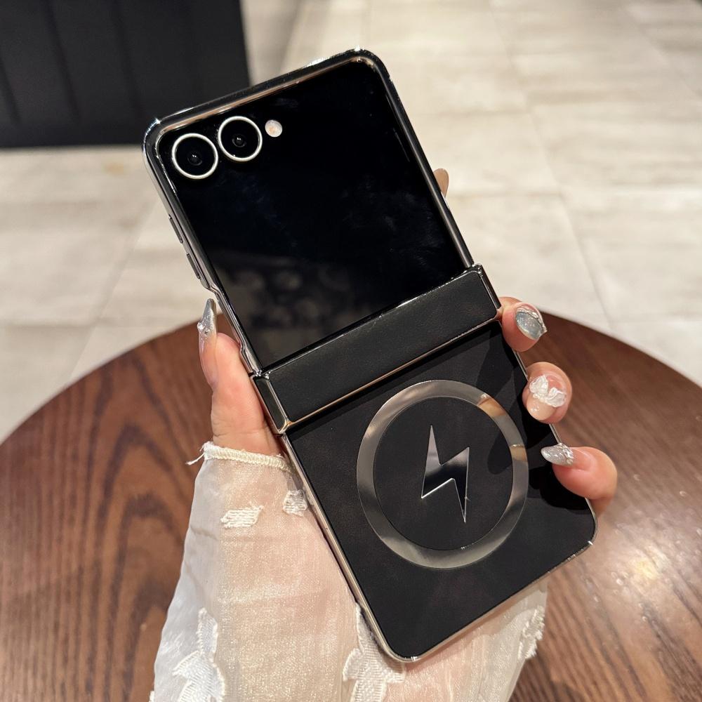 Luxury Plating Magnetic Matte Leather Case For Samsung Galaxy Z Flip 8 Ultra 7 6 5 4 3 Wireless Charging Soft Shockproof Cover