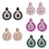 Fashion Luxury Droplet Earrings Crystal Elegant Rhinestone Ear Drop Vintage Shiny Sunflower Earrings for Lady
