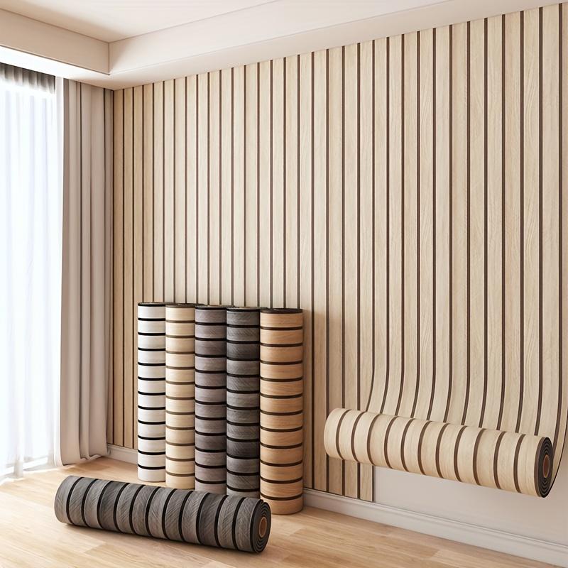 1 Roll Self-adhesive Wall Tiles Stickers Wood Grain Wallpaper Bedroom Kitchen Bathroom Living Room Decor Waterproof Wall Tiles