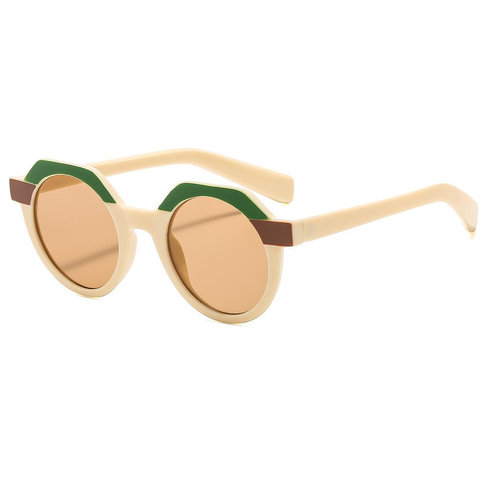 New sunglasses round color matching sunglasses men's and women's personalized trendy sunglasses anti-blue flat glasses