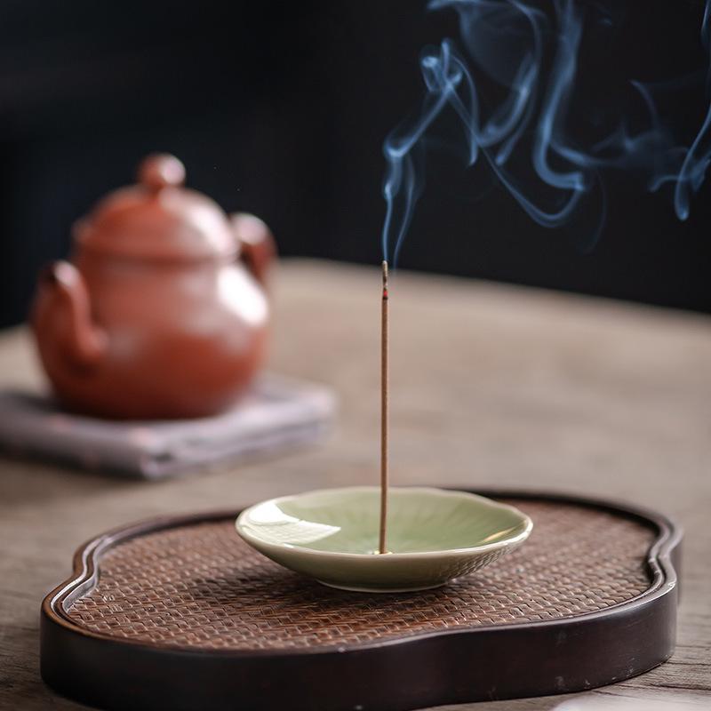 Ceramic Japanese Incense Holder & Ash Catcher for Agarwood Sticks - Indoor Home Decoration Burner Tray