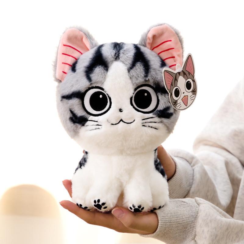 Authentic Cheese Cat Cartoon Super Cute Cat Plush Doll Healing Series Kitten Stuffed Doll Gift For Girls Birthday Gift Girlfriend 24cm