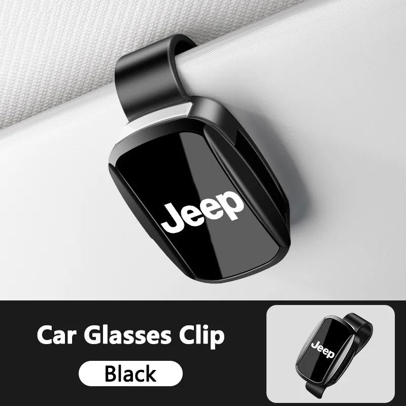 Car Sunglasses Holder Eyeglasses Hanger Sun Visor Glasses Clip For Jeep Grand Cherokee Wrangler JK Gladiator Compass Renegade AJS1