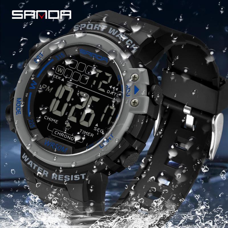 Sanda Luminous Waterproof Sports Watch: Multifunctional Alarm Clock Wristwatch for Men and Women