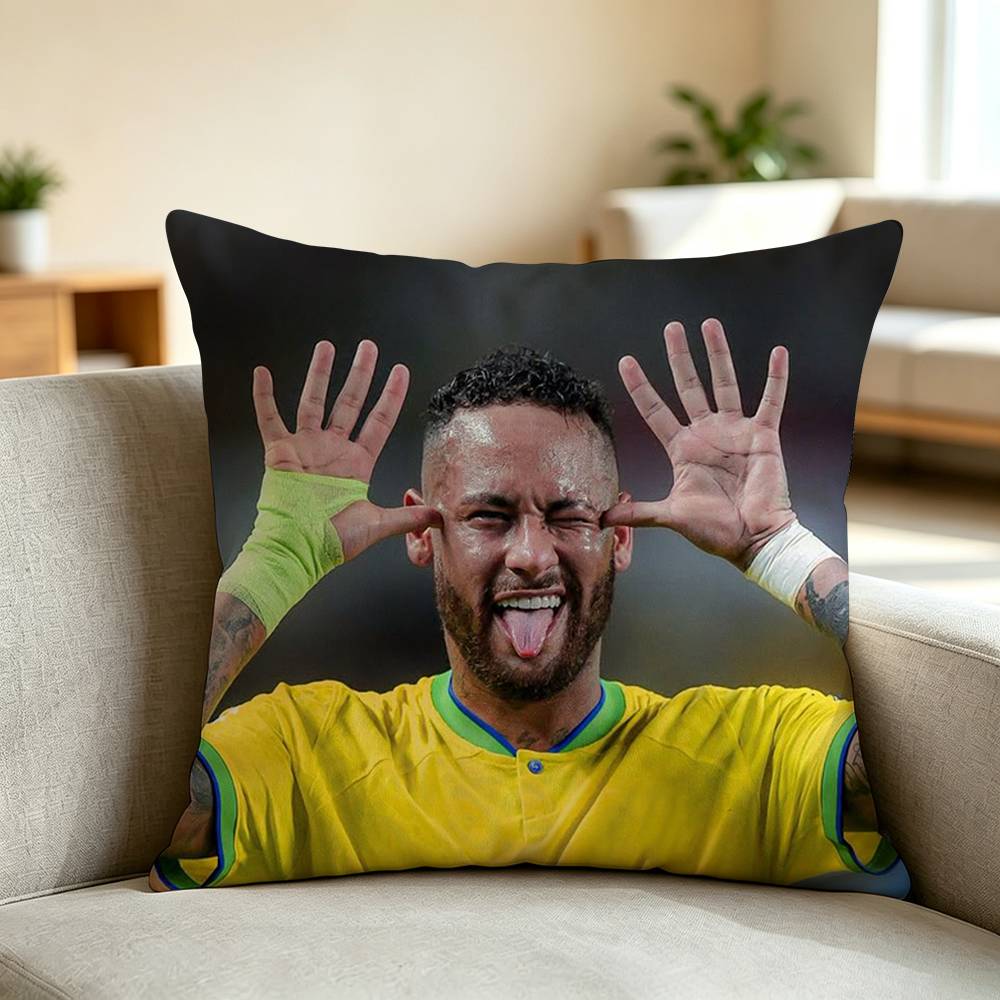 N-Neymar Jr F-Football Athlete Pillow Case Square Double-Sided Sofa Cushion Cover Bedroom Bedside Pillow
