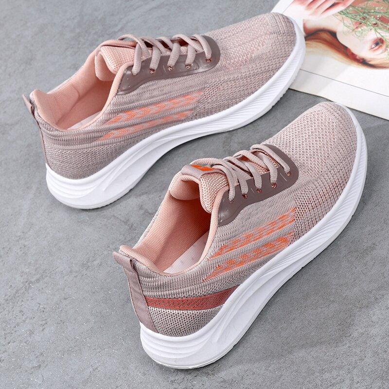 autumn new women's fly-woven low-top sports shoes lightweight soft-soled platform women's casual shoes