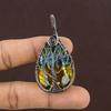 Natural Bi Color Tourmaline Gemstone Copper Wire Wrap Jewely Pendant 2.4" F7L57