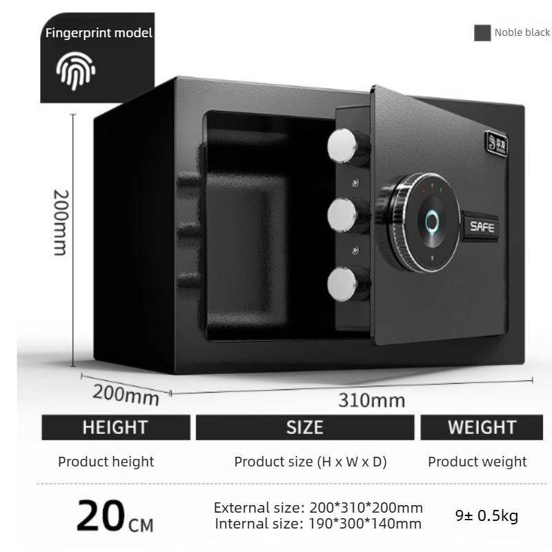 Small Safe Coffer Household Safe Deposit Box Office Hotel Electronic Fingerprint Password Lock Thickened Anti Theft Cabinet