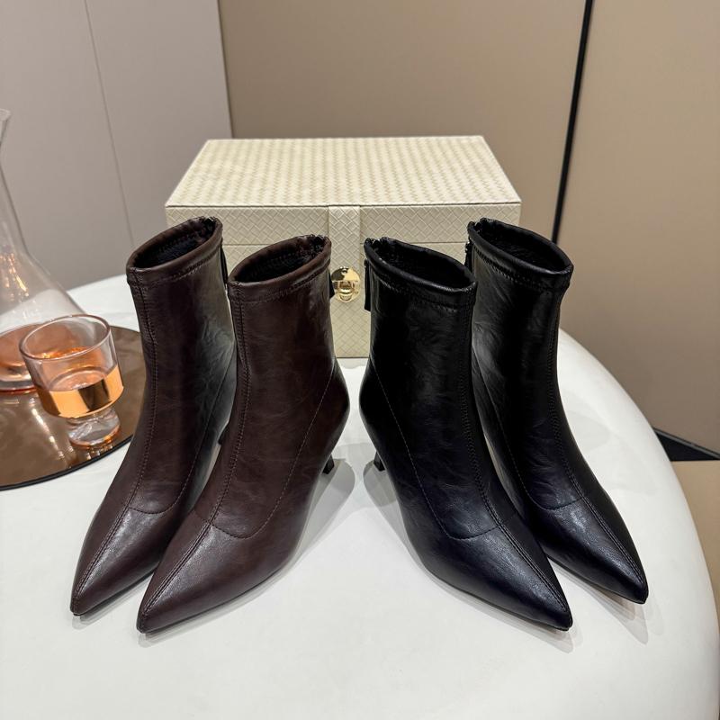 Fashion Winter Fashion Pointed Toe Ankle Boots Women Zippers Thick Heels Shoes Street Style Banquet Party Short Botas Mujer