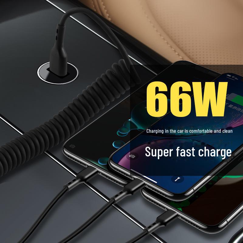 Cablu auto retractabil 3-în-1 de încărcare super rapidă 6A