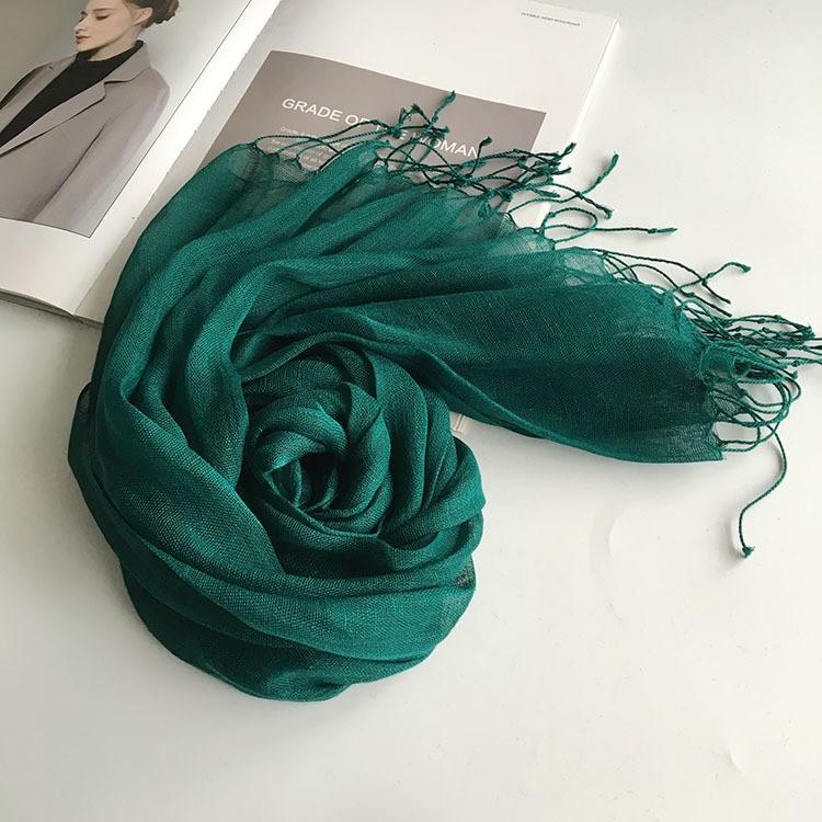 Cachecol Versátil de Linho Puro Japonês Fashionável Respirável Praia Exterior Esportes Cachecol de Seda Xale