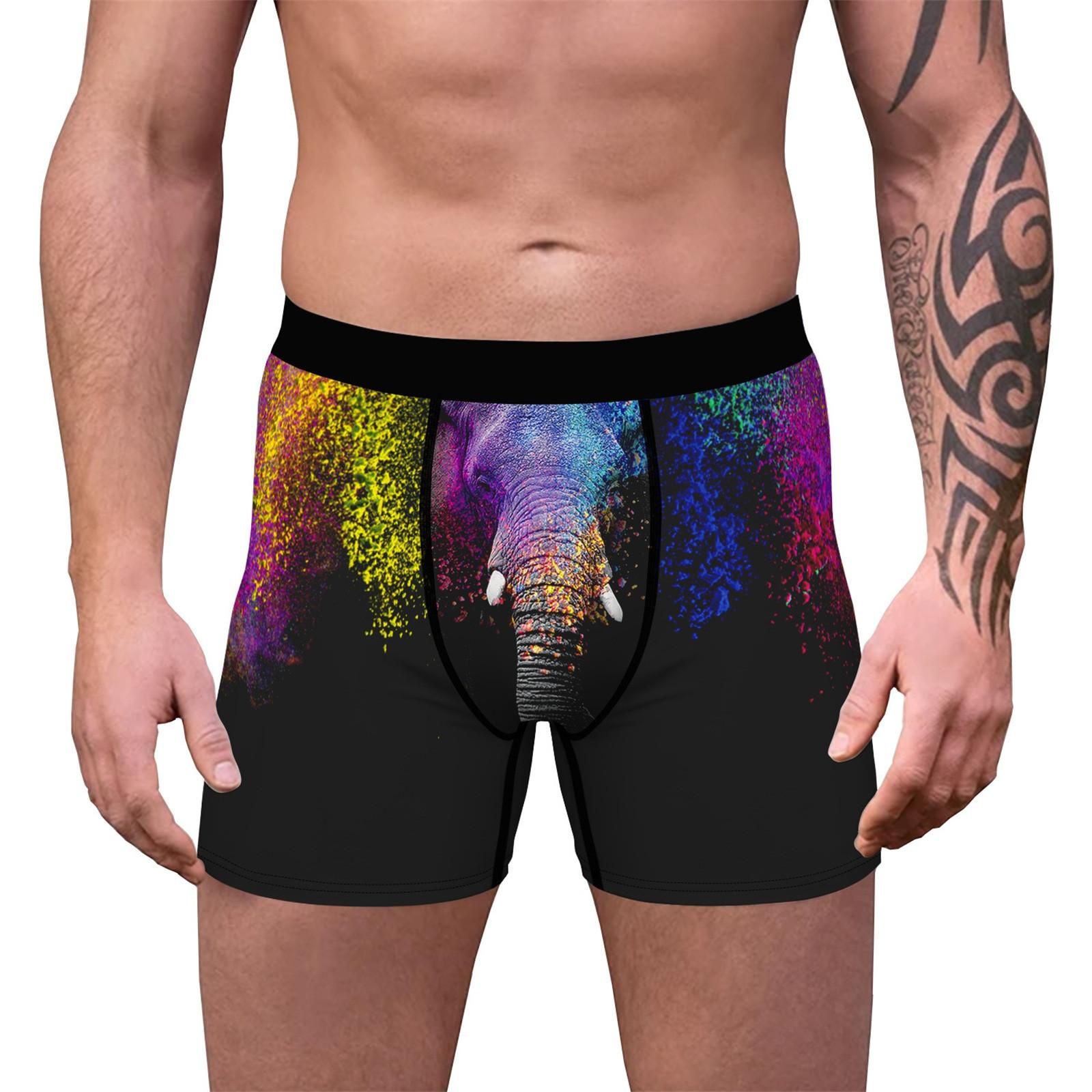 

Дихаючі, облягаючі чоловічі труси з цифровим друком, зручні дихаючі м’які боксери M чорний