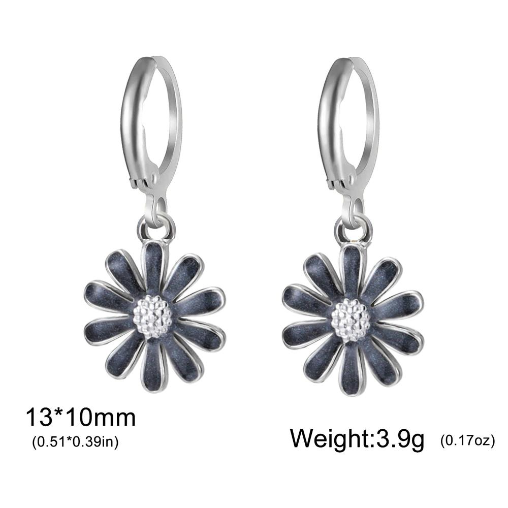 Cazador Enamel Flowers Women's Earrings Stainless Steel Gold Color Plumeria Daisy Hoop Earrings Jewelry Trendy Mother's Day Gift