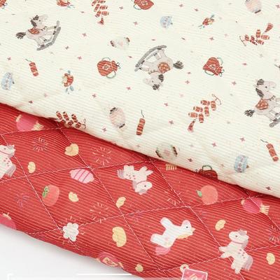 Thicken Corduroy Quilted Cotton New Year Printed Fabric for Cotton Jackets Homewear Bedding Pet Clothes DIY Sewing Materials