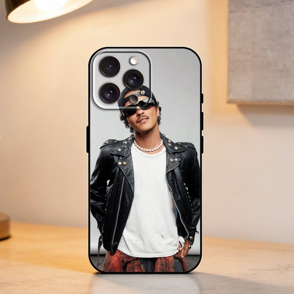 V-Vintage Pop S-Singer B-Bruno Mars    Phone Case For iPhone 17,16,15,14,13,12,11 Plus,Pro Max,XS,Soft Silicone Black Cover