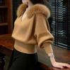 Autumn/Winter Korean-Style Knit Sweater with Soft Fur Collar - Women's Loose, Lazy Fit