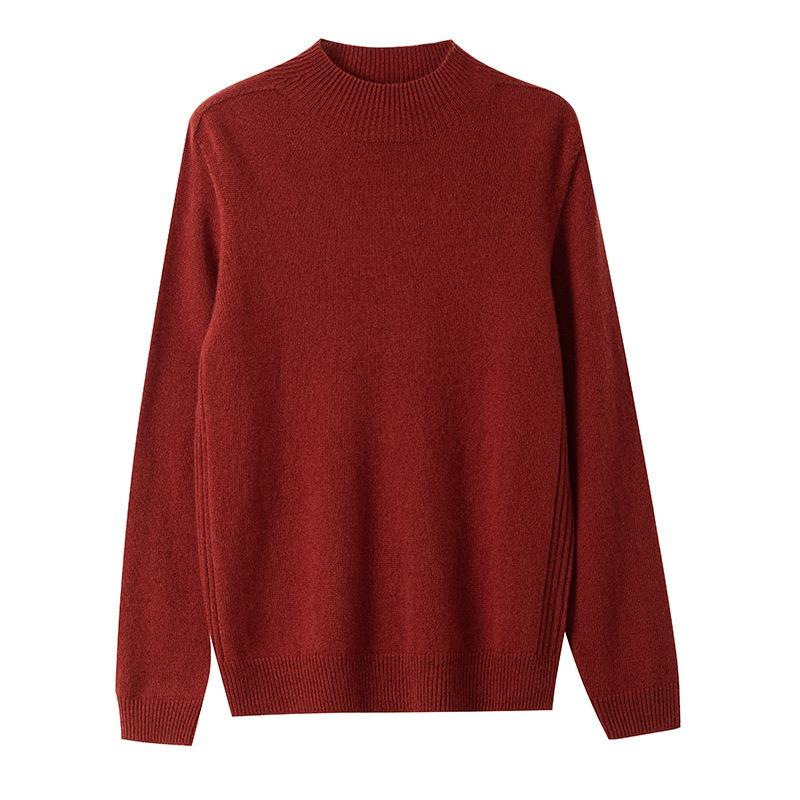 Semi-turtleneck Wool Sweater Women's 0 Solid Color Bottoming Sweater Sweater New Loose Inner Seamless Knitted Top