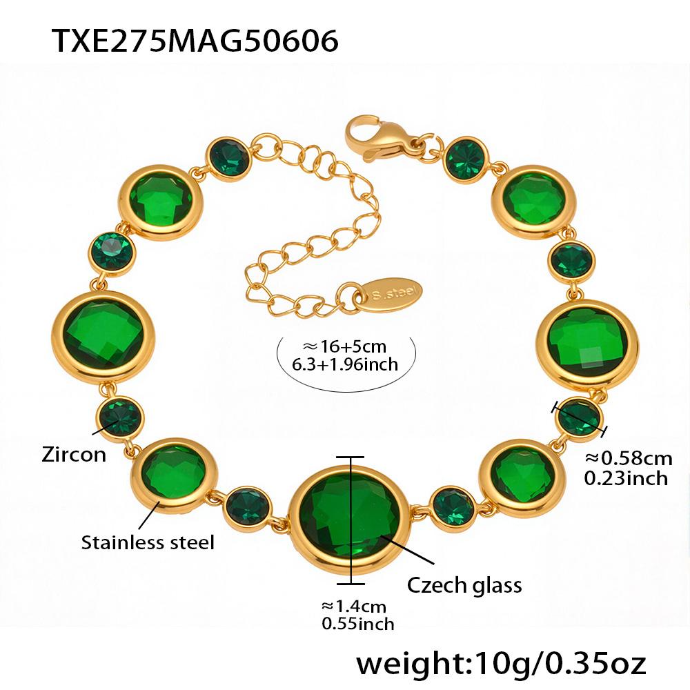 Nivora Exclusive Colorful Glass Chain Bracelet For Women Stainless Steel Charm Bangle Engagement Wedding Bracelets Zircon Gifts