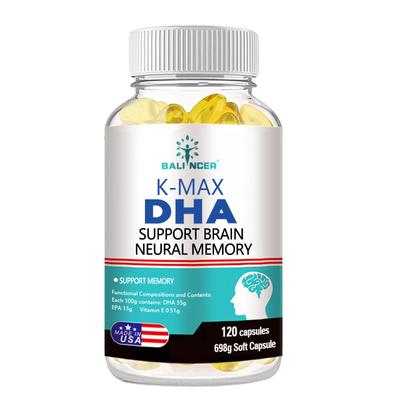 DHA Fish Oil Powder Dietary Supplement, With Vitamin E, 120 Softgels Per Bottle