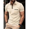 New Waffle-Pattern Men's Polo Shirt with Pocket and Turn-Down Collar