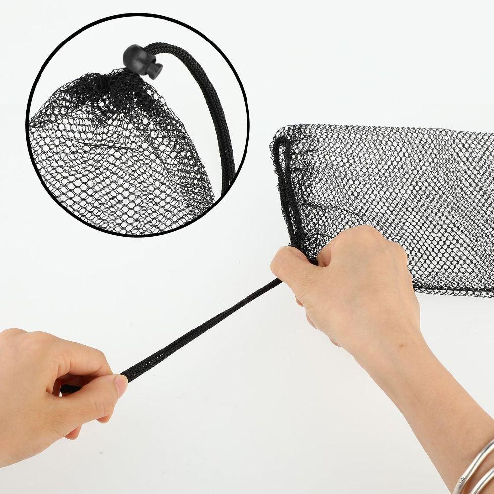 With Cord Lock Closure Small Mesh Bags Durable Black Pouch Mesh Drawstring Bags for Beach Games