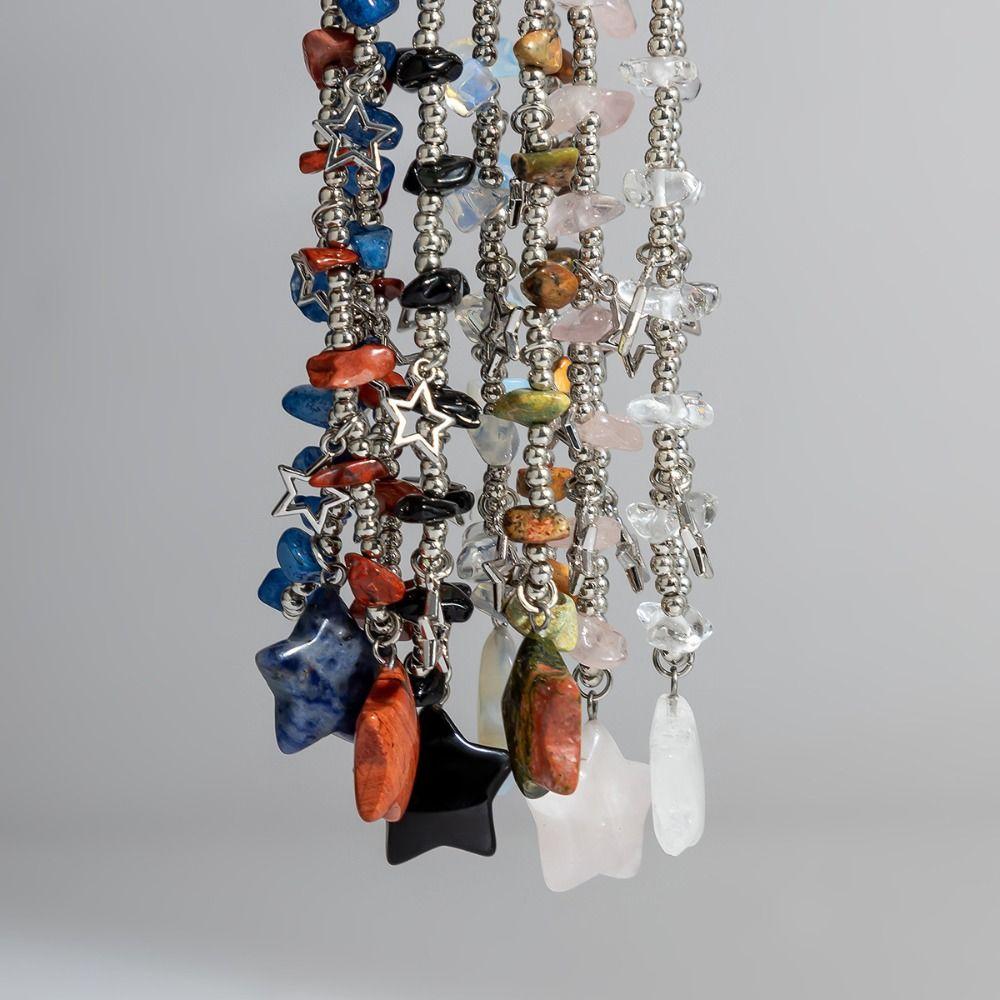 Goth Beads Chain Star Shaped Collarbone Necklace Jewelry Accessories