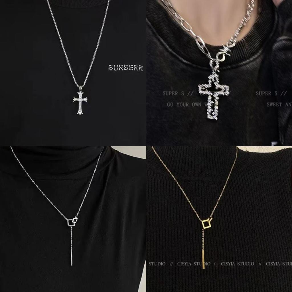 Cross Necklace Men's and Women's Tide Niche Design Men's Sweater Sweater Chain Fresh and Sweet Sweater Chain Premium