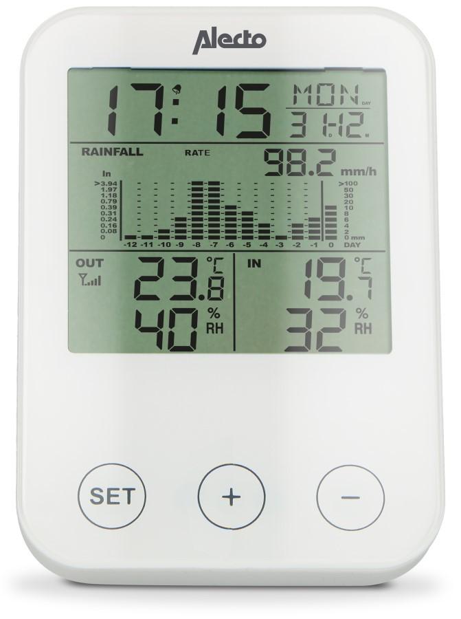 Alecto WS-1200 Weather Station with Wireless Rain Gauge, White, Alecto