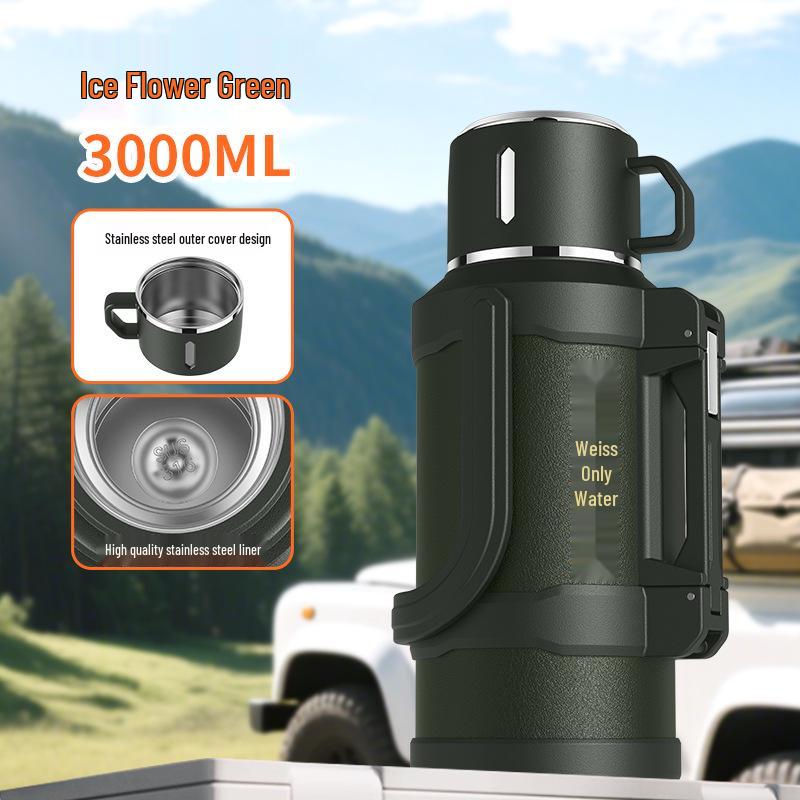 Large Capacity 304 Stainless Steel Insulated Travel Kettle with Tea Infuser for Outdoor and Construction Site Use