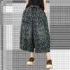 Nieuwe Plus Size Bloemen Jacquard Zacht Denim Wijde Pijp 7/8 Broek - Casual Zomer Mode