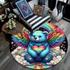 1pc Soft, Absorbent & Non Slip Cute Little Bear with Wings Round Rug Soft Circle Rug for Living Room & Bedroom Decor, Chair Mats, and Unforg