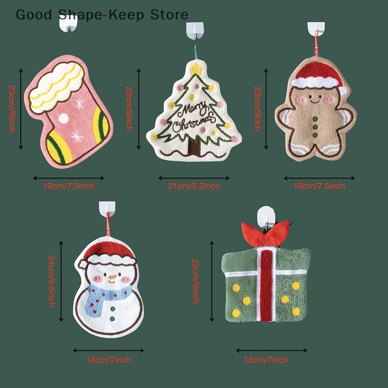 Cartoon Gingerbread Man Snowman Coral Fleece Towel Christmas Hand Towel Christmas Home Kitchen Bathroom Decoration Xmas Gifts