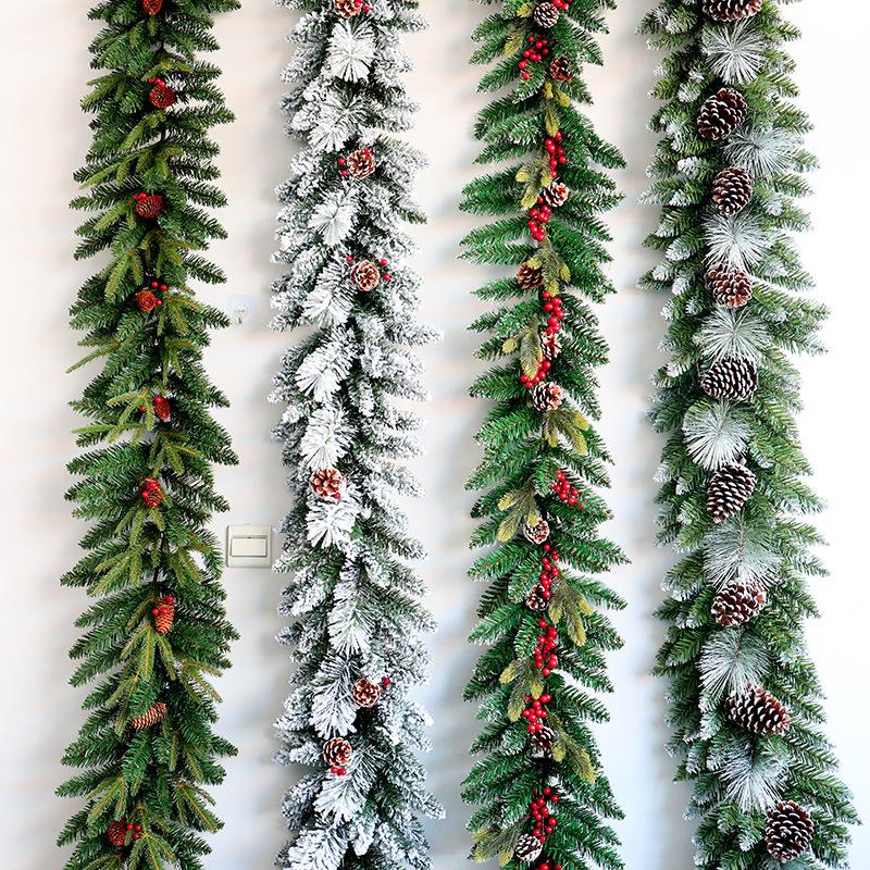 Christmas Encryption 2.7m Flocked Vine Door Hanging Decoration