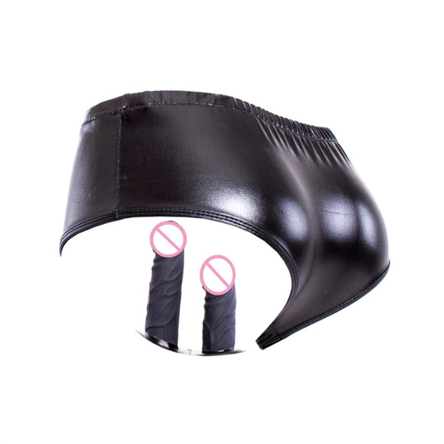 PU Leather Penis Panties Silicone Anal Butt Plug Dildos Lesbian Strapon Chastity Pants Underwear Masturbation Vibrating Sex Toys