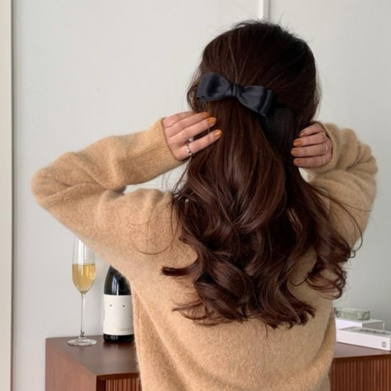 1 Stück Neue Koreanische Mode Bogen Haarnadel Einfarbig Elegante Haarspangen Kopfbedeckung Mädchen Kinder Haarschmuck