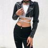Women Black Crop Jacket Genuine Lambskin Leather Handmade Stylish Biker Motorcycle
