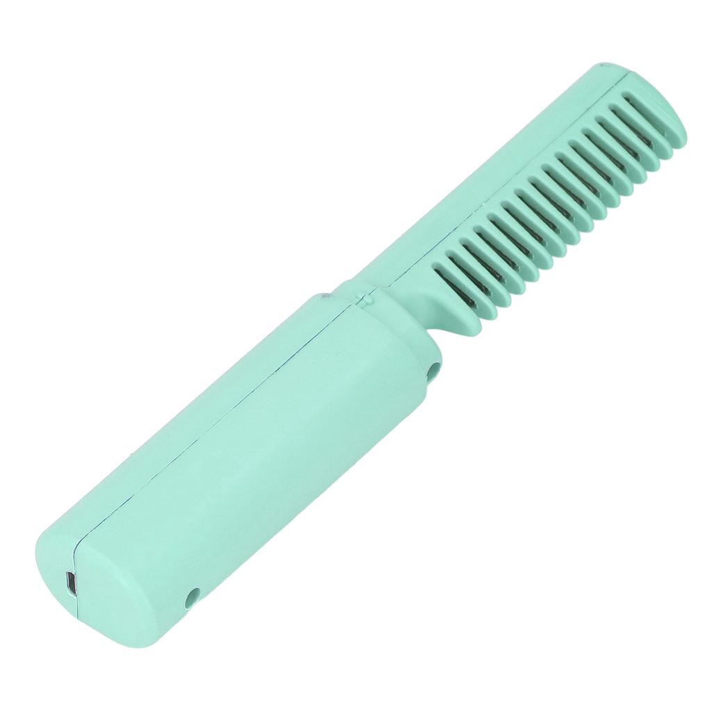 Hair Straightener Comb Brush Cordless Mini Rechargeable Electric Hair Curler for Home Travel Green