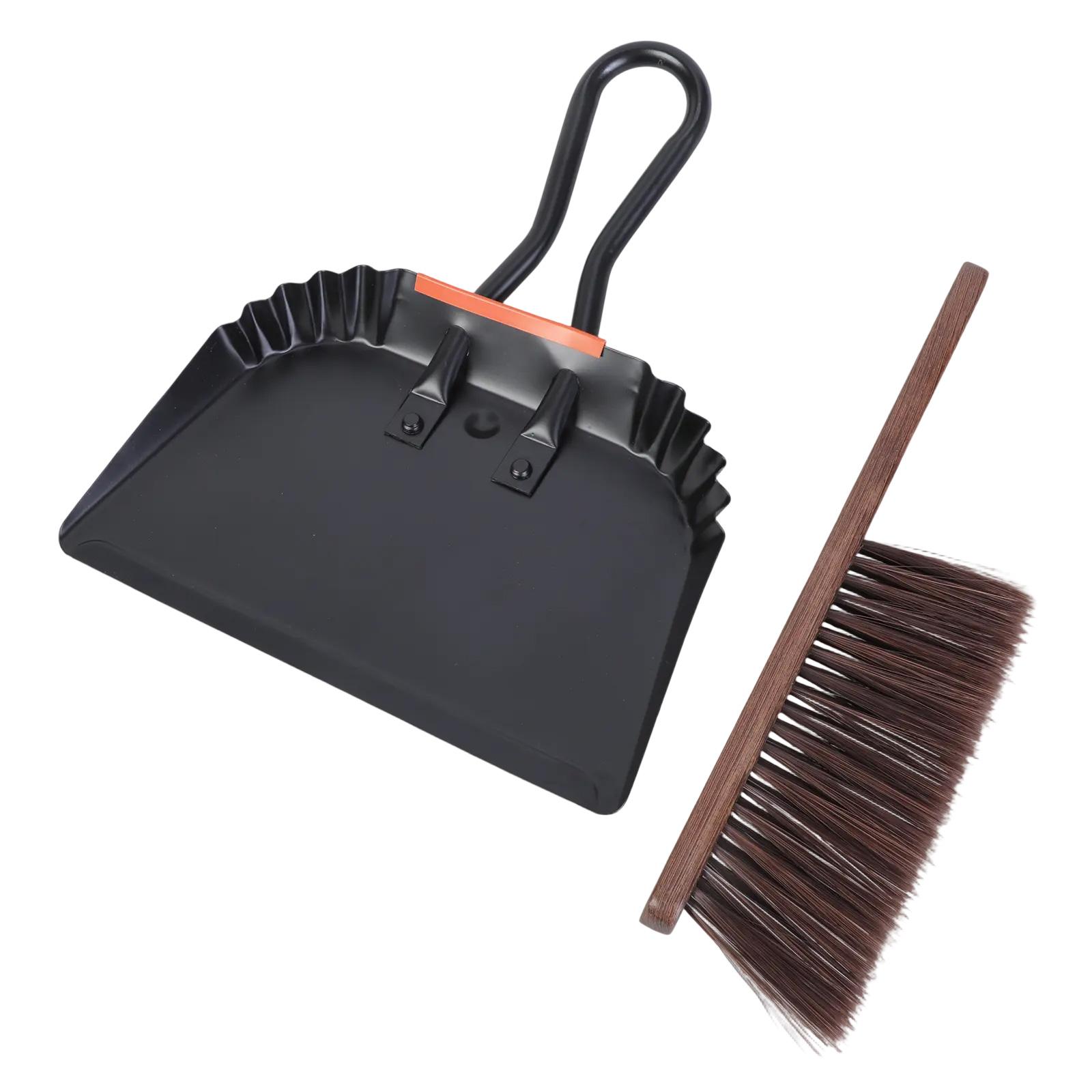 

Большой ручной металлический совок для пыли и набор щеток для уборки на террасе, в машине, для животных, на открытом воздухе, прочный металлический край, ровный по отношению к полу